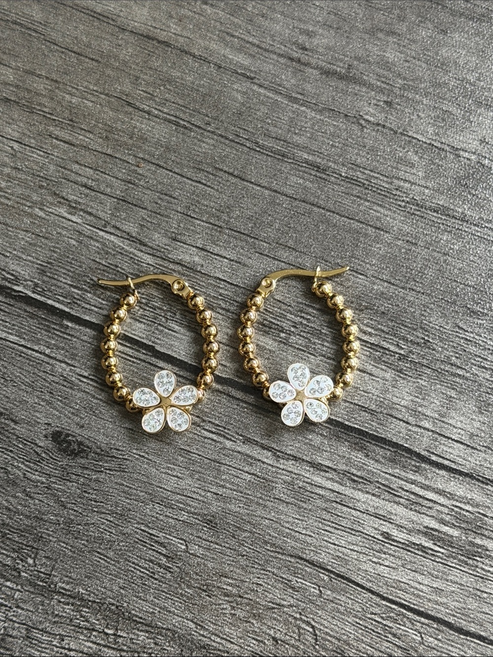 Oval Flower Hoop Earrings